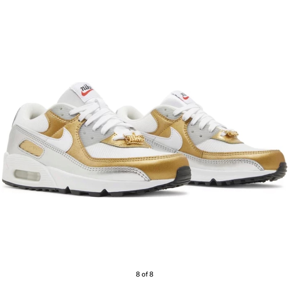 Nike Air Max 90 SE Women's Shoes - Gold & Silver (“white metallic”